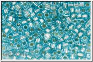 SBS-18-0018, MIYUKI Squares, 1,8mm, aqua, trans., silver-ld., 5g