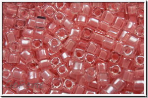 SBS-18-0204, MIYUKI Squares, 1,8mm, crystal, trans., salmon pink-ld., 5g