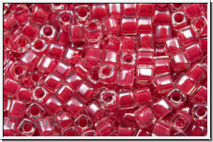 SBS-18-0208, MIYUKI Squares, 1,8mm, crystal, trans., raspberry-ld., 5g