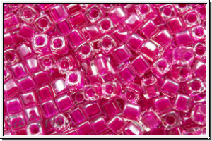 SBS-18-0209, MIYUKI Squares, 1,8mm, crystal, trans., fuchsia-ld., 5g