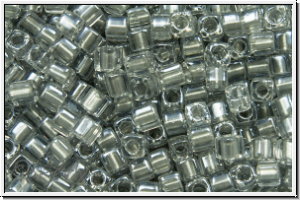 SBS-18-0242, MIYUKI Squares, 1,8mm, crystal, trans., spkl. pewter-ld., 5g