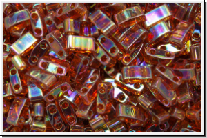 HTL-0257, MIYUKI Half Tila Beads, topaz, dk., trans., AB, 5g