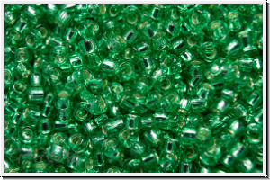 R-15-0024b, TOHO Rocailles, 15/0, emerald, lt., trans., silver-ld., 5g