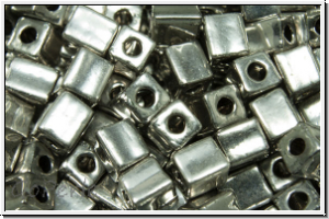 SB-04-0192, MIYUKI Squares, 4mm, rhodium, met., plated, 5g (Kleinere Menge!)