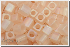 SB-04-0155fr, MIYUKI Squares, 4mm, tearose, lt., trans., matte, AB, 15g