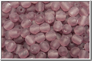 Bhm. Glasschliffperle, feuerpol., 4mm, amethyst, med., trans., matte, 50 Stk.