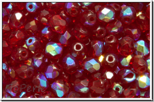 Bhm. Glasschliffperle, feuerpol., 4mm, garnet, lt., trans., AB, 50 Stk.