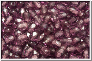 Bhm. Glasschliffperle, feuerpol., 4mm, amethyst, trans., 50 Stk.