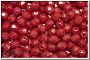 Bhm. Glasschliffperle, feuerpol., 4mm, red, dk., op., 50 Stk.