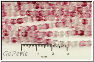 Bhm. Glasschliffperle, feuerpol., 4mm, crystal, trans./fuchsia, trans., 50 Stk.