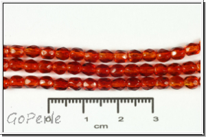 Bhm. Glasschliffperle, feuerpol., 4mm, crystal, trans., rust coated, 50 Stk.