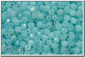 Bhm. Glasschliffperle, feuerpol., 3mm, aqua, opal, 50 Stk.