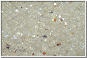 Bhm. Glasschliffperle, feuerpol., 3mm, crystal, trans., AB, 50 Stk.