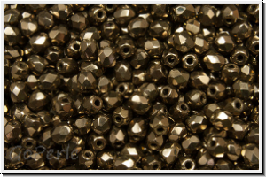 Bhm. Glasschliffperle, feuerpol., 3mm, bronze, met., 50 Stk.