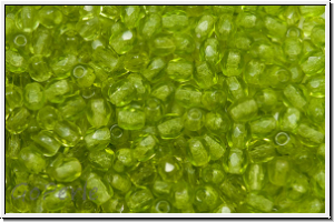 Bhm. Glasschliffperle, feuerpol., 3mm, olivine, lt., trans., 50 Stk.