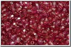 Bhm. Glasschliffperle, feuerpol., 3mm, fuchsia, trans., 50 Stk.