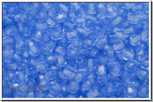 Bhm. Glasschliffperle, feuerpol., 3mm, sapphire, med., trans., 50 Stk.