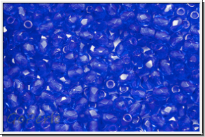 Bhm. Glasschliffperle, feuerpol., 3mm, blue, trans., 50 Stk.