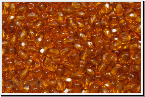 Bhm. Glasschliffperle, feuerpol., 3mm, topaz, trans., 50 Stk.