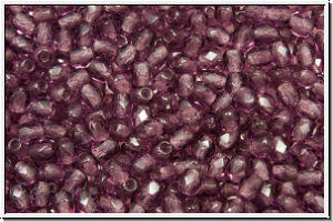 Bhm. Glasschliffperle, feuerpol., 3mm, amethyst, dk., trans., 50 Stk.