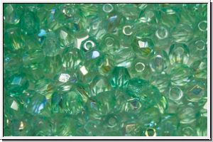 Bhm. Glasschliffperle, feuerpol., 4mm, turquoise, trans., AB, 50 Stk.