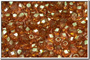 Bhm. Glasschliffperle, feuerpol., 4mm, crystal, trans., rose gold luster, 50 Stk.