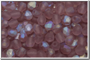 Bhm. Glasschliffperle, feuerpol., 4mm, amethyst, lt., trans., matte, AB, 50 Stk.