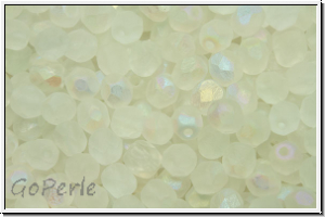 Bhm. Glasschliffperle, feuerpol., 4mm, crystal, trans., matte, AB, 50 Stk.