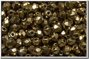 Bhm. Glasschliffperle, feuerpol., 4mm, 24kt goldbronze, met., 50 Stk.