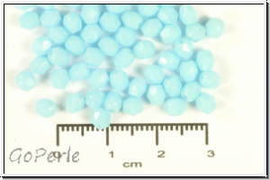 Bhm. Glasschliffperle, feuerpol., 3mm, aqua, lt., op., 50 Stk.