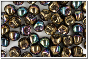 Mushroom Beads, 9mm, black, opaque, vega iris., 10 Stk.