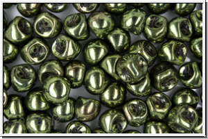 Mushroom Beads, 9mm, green, metallic, 10 Stk.