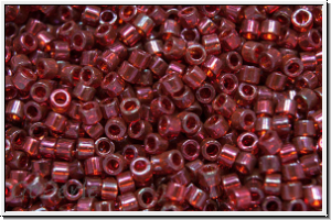 DB0105, MIYUKI Delica, 11/0, garnet, trans., gold luster, 5g