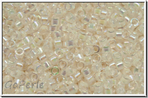 DB0052, MIYUKI Delica, 11/0, crystal, trans., lt. beige-ld., AB, 5g