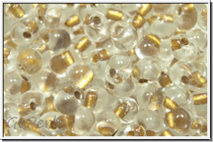 DPF-35, MIYUKI Tropfen, 3,4mm, crystal, met. gold-ld., 10g