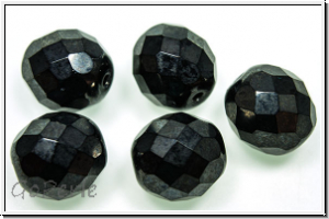 Bhm. Glasschliffperle, feuerpol., 12mm, hematite, met., 5 Stk.