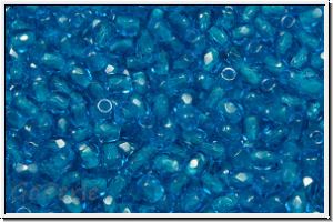 Bhm. Glasschliffperle, feuerpol., 3mm, capri blue, trans., 50 Stk.