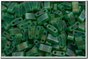 HTL-0146fr, MIYUKI Half Tila Beads, green, kelly, trans., matte, AB, 5g