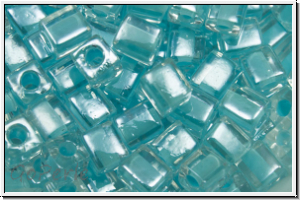 SB-04-0220, MIYUKI Squares, 4mm, crystal, trans., ice blue-ld., 15g