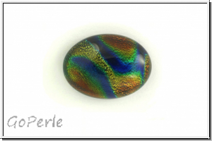 Dichroic Cabochon, oval, 13 x 18 mm, wolkig bunt