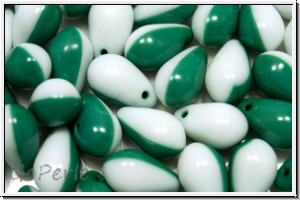 Drop Beads, 6x9mm, green/white, op., 20 Stk.