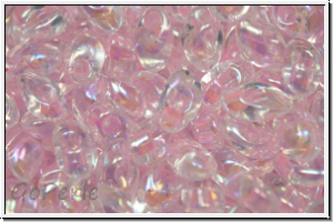 LMA-2144, MIYUKI Long Magatamas, 4x7mm, crystal, trans., pink-ld., AB, 80 Stk.