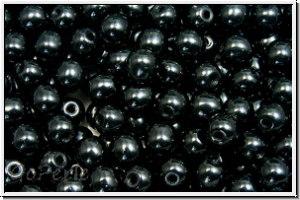 bhm. Glasperle, rund, 4mm, black, op., 50 Stk.