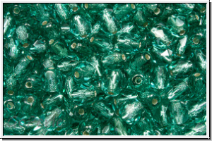 Bhm. Glasschliffperle, feuerpol., 4mm, teal, trans., silver-ld., 50 Stk.