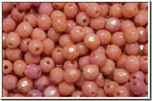 Bhm. Glasschliffperle, feuerpol., 4mm, pink, coral, op., 50 Stk.