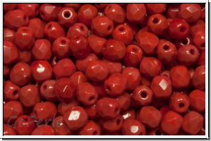 Bhm. Glasschliffperle, feuerpol., 4mm, red, op., 50 Stk.