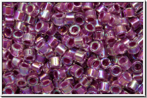 DBM0056, MIYUKI Delica, 10/0, crystal, trans., magenta-ld., AB, 5g