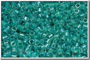 DB0079, MIYUKI Delica, 11/0, crystal, trans., aqua blue-ld., AB, 5g