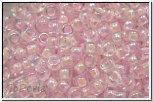 RR-08-0272, MIYUKI Rocailles, 08/0, crystal, trans., pink-ld., AB, 10g