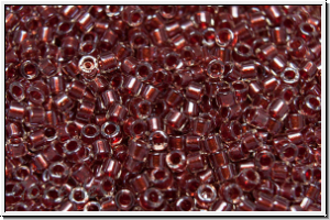 DB0924, MIYUKI Delica, 11/0, crystal, trans., spkl. cranberry-ld., 5g